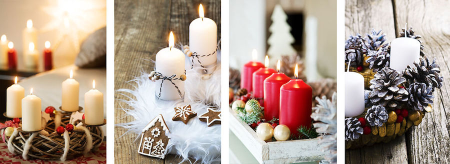Verschiedene traditionelle Adventskränze